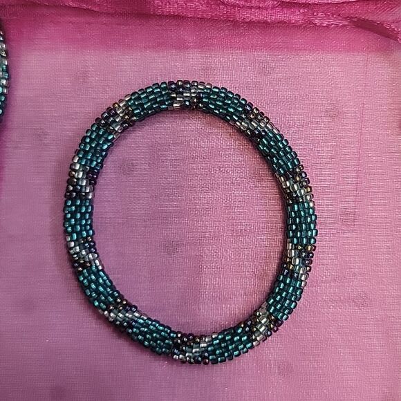 Set of 2 Sashka Mixed Turquoise Glass Beaded Bracelets - Picture 4 of 9